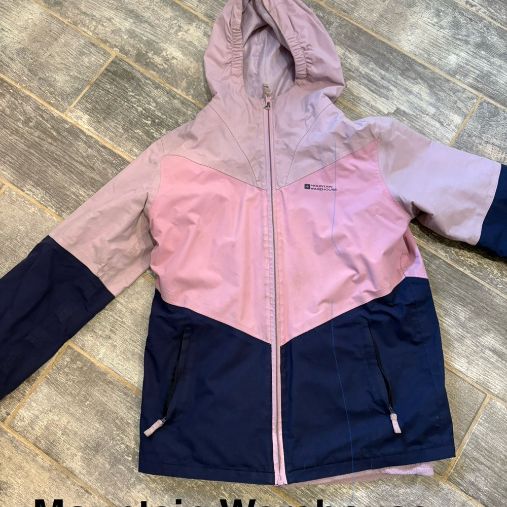 Kids Winter Jacket in Pink and Navy